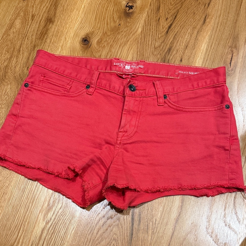 Lucky Brand Bright Red Denim Cutoff Shorts